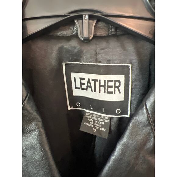 Vintage Clio size 10 black leather blazer jacket - Picture 2 of 3